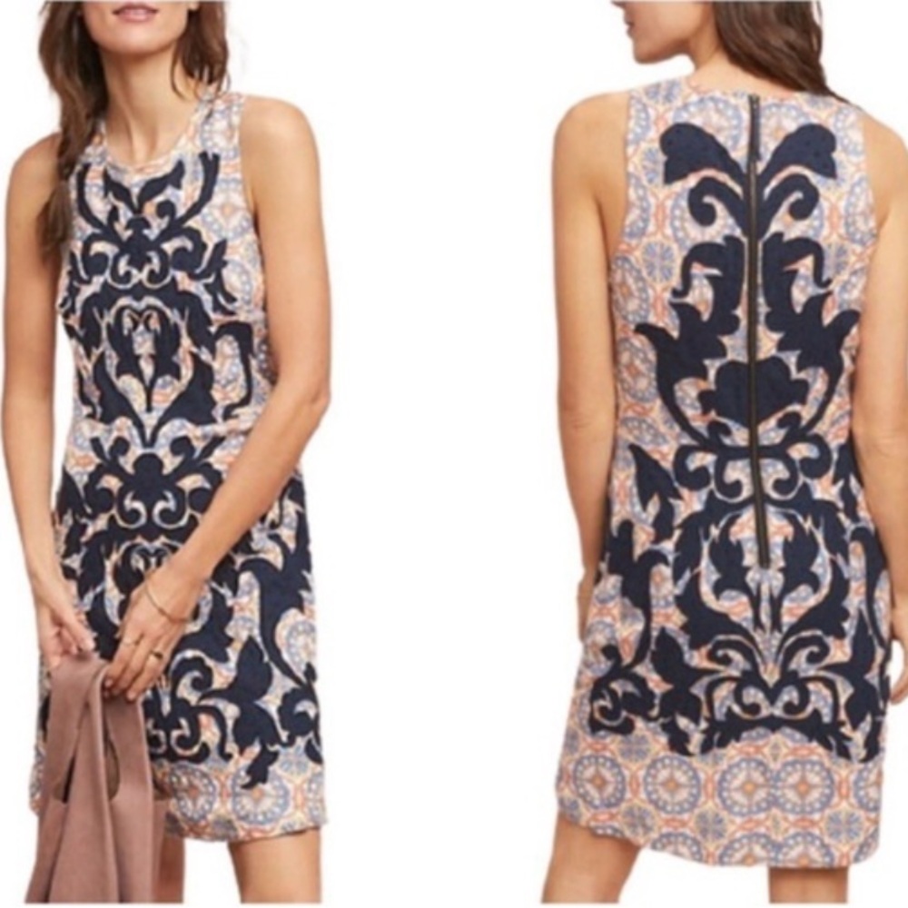 by Anthropologie x Vanessa Virginia Mosaic Embroidered Shift Mini Dress